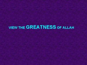 Greatness of allah