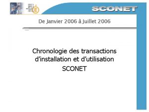 De Janvier 2006 Juillet 2006 Chronologie des transactions