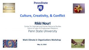 Culture Creativity Conflict Rikki Nouri Center for International