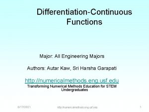 DifferentiationContinuous Functions Major All Engineering Majors Authors Autar