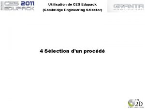 Utilisation de CES Edupack Cambridge Engineering Selector 4