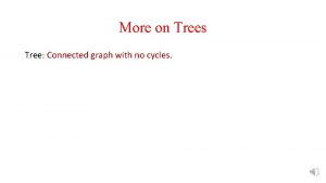 More on Trees Tree Connected graph with no