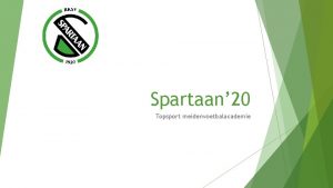 Spartaan 20 Topsport meidenvoetbalacademie INHOUDSOPGAVE Deze presentatie voorziet