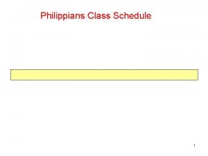 Philippians Class Schedule 1 Phil 3 12 16