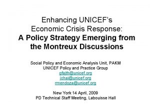 Enhancing UNICEFs Economic Crisis Response A Policy Strategy