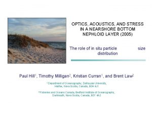 OPTICS ACOUSTICS AND STRESS IN A NEARSHORE BOTTOM