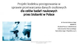 Projekt kodeksu postpowania w sprawie przetwarzania danych osobowych