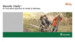 Manulife Vitality TM An innovative approach to Health