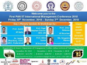 Welcome you to the First PAN IIT International