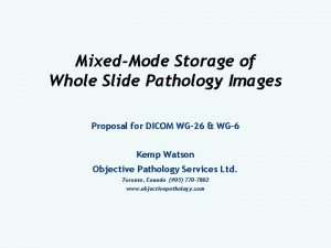 MixedMode Storage of Whole Slide Pathology Images Proposal