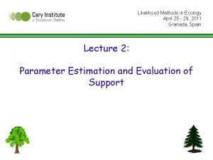 Likelihood Methods in Ecology April 25 29 2011