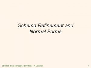 Schema Refinement and Normal Forms CSCD 34 Data