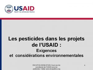 Les pesticides dans les projets de lUSAID Exigences