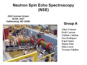 Neutron Spin Echo Spectroscopy NSE 2003 Summer School