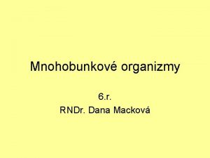 Mnohobunkov organizmy 6 r RNDr Dana Mackov Opakovanie