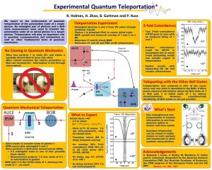 Experimental Quantum Teleportation R Holmes H Zhao B