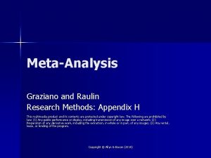 MetaAnalysis Graziano and Raulin Research Methods Appendix H