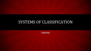 SYSTEMS OF CLASSIFICATION Subtitle LINNAEUS SYSTEM OF CLASSIFICATION