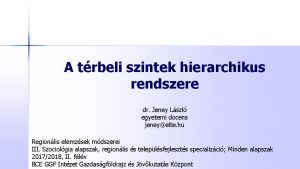 A trbeli szintek hierarchikus rendszere dr Jeney Lszl