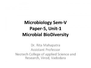 Microbiology SemV Paper5 Unit1 Microbial Bio Diversity Dr
