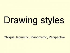 Drawing styles Oblique Isometric Planometric Perspective Oblique drawing