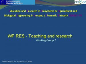 Education and Research in Biosystems or Agricultural and