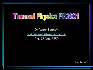 Dr Roger Bennett R A BennettReading ac uk