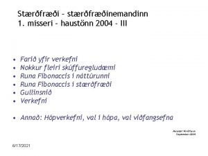 Strfri strfrinemandinn 1 misseri haustnn 2004 III Fari