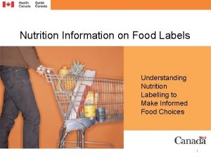 Nutrition Information on Food Labels Understanding Nutrition Labelling
