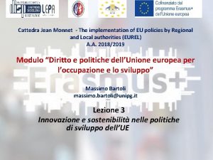 Cattedra Jean Monnet The implementation of EU policies