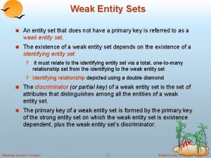 Weak Entity Sets n An entity set that