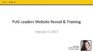 PUG Power BI PUG Leaders Website Reveal Training