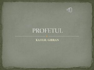 Profetul kahlil gibran