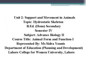 Unit 2 Support and Movement in Animals Topic