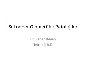 Sekonder Glomerler Patolojiler Dr Kenan Keven Nefroloji B