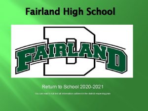 Fairland High School Return to School 2020 2021