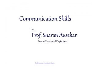 Communication Skills By Prof Sharan Ausekar Pimpri Chinchwad