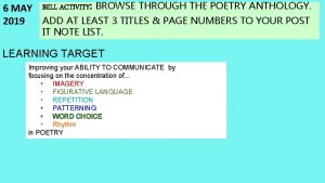 6 MAY BELL ACTIVITY BROWSE THROUGH THE POETRY
