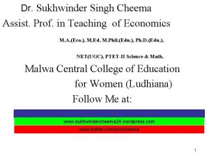 Dr Sukhwinder Singh Cheema Assist Prof in Teaching