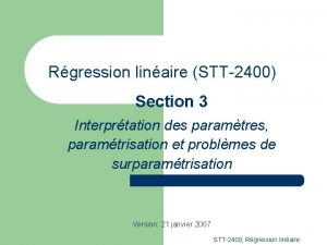 Rgression linaire STT2400 Section 3 Interprtation des paramtres