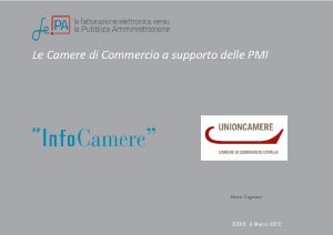 Le Camere di Commercio a supporto delle PMI