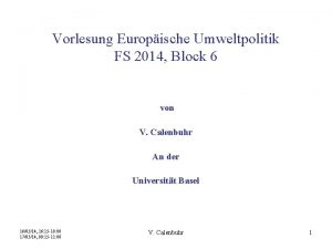 Vorlesung Europische Umweltpolitik FS 2014 Block 6 von