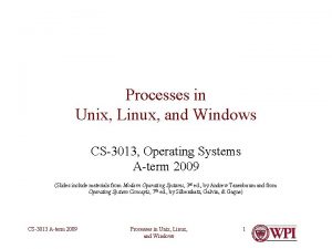 Processes in Unix Linux and Windows CS3013 Operating