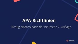 APARichtlinien Richtig zitieren nach der neuesten 7 Auflage