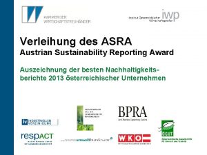 Verleihung des ASRA Austrian Sustainability Reporting Award Auszeichnung