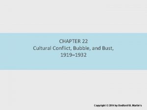 CHAPTER 22 Cultural Conflict Bubble and Bust 1919