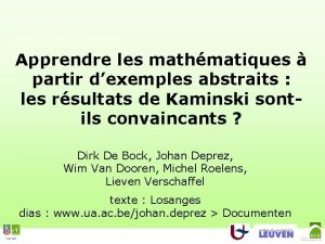 Apprendre les mathmatiques partir dexemples abstraits les rsultats