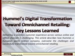 Hummels Digital Transformation Toward Omnichannel Retailing Key Lessons
