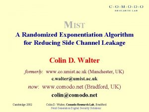 MIST A Randomized Exponentiation Algorithm for Reducing Side