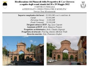 Ricollocazione dei Pinnacoli della Prospettiva di C so